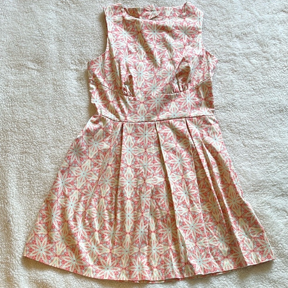 60s MOD Red and Cream Geometric Dress